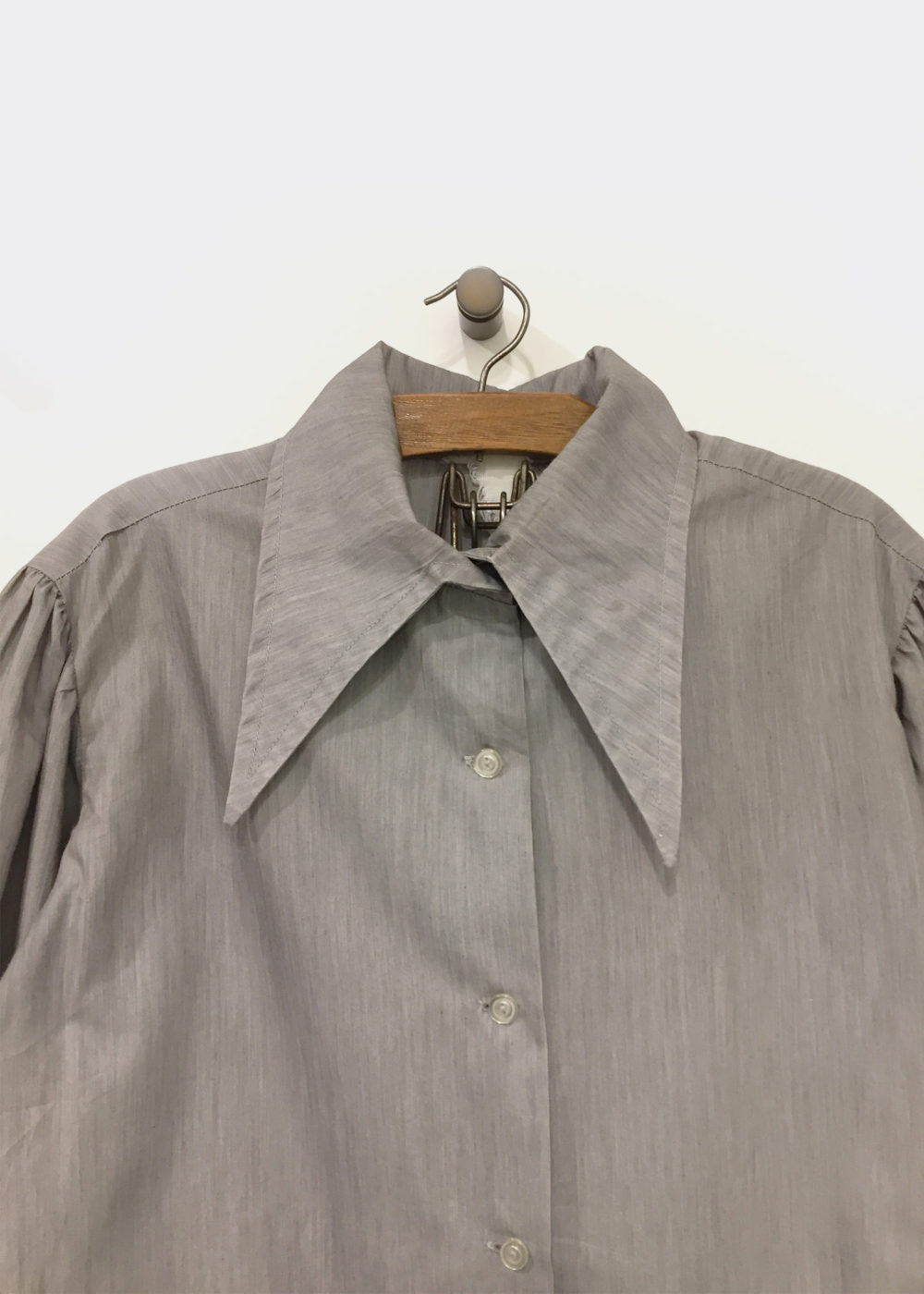 Grey Vintage Blouse Puff Mutton Sleeve Pointed Collar – Jimmy Buffalo