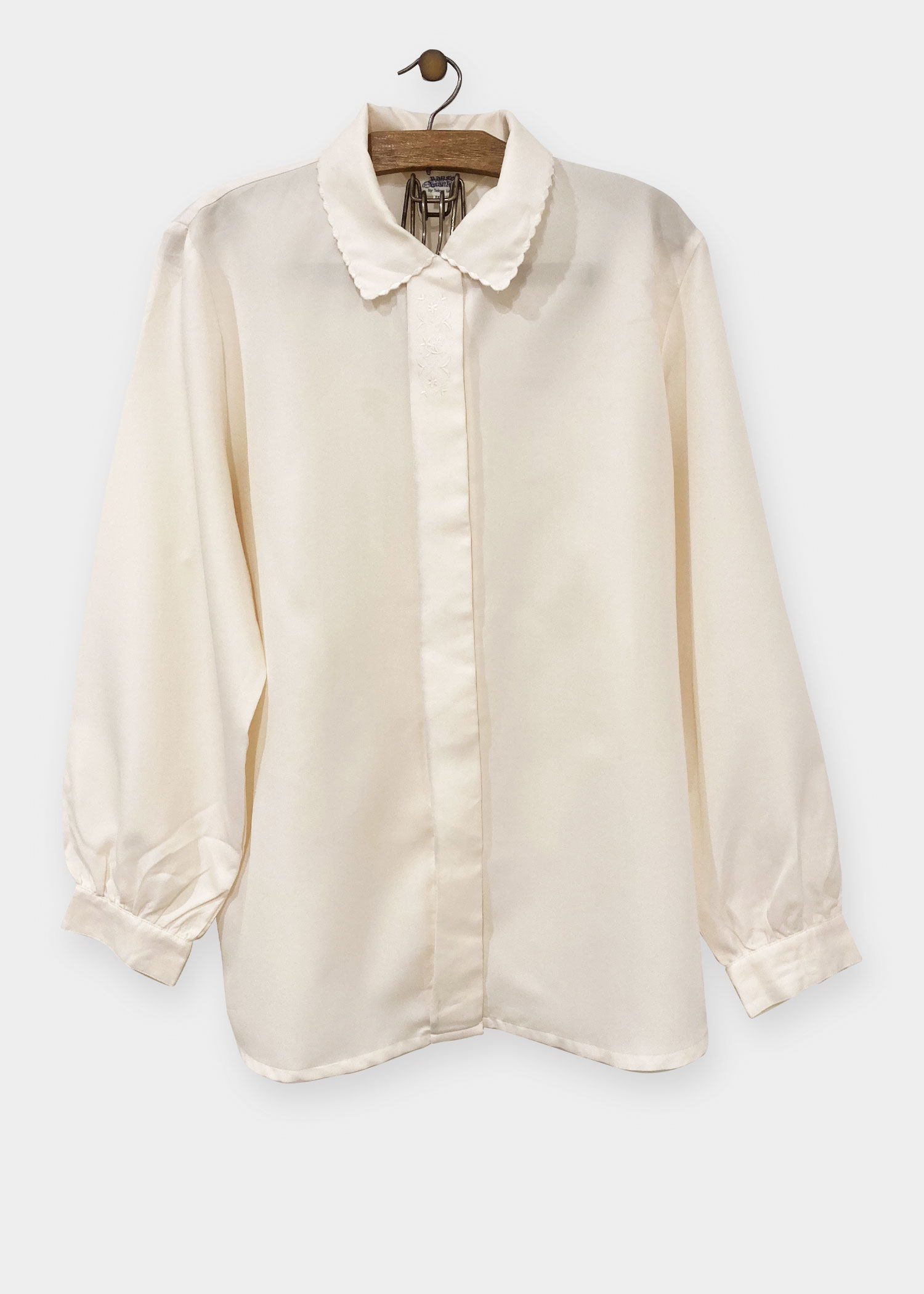 Vintage cream embroidered coloured shirt